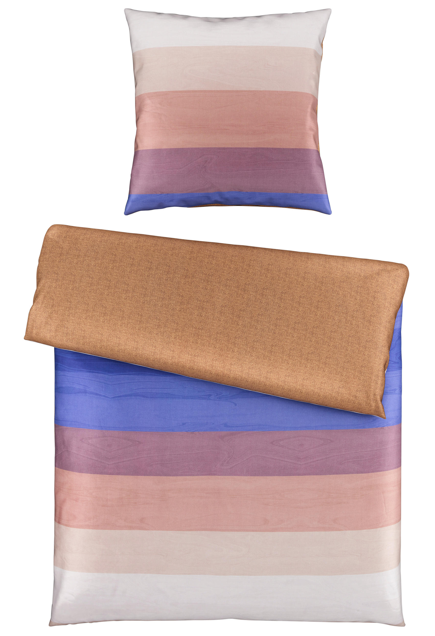 BETTWÄSCHE Satin 135/200 cm  - Blau/Braun, KONVENTIONELL, Textil (135/200cm) - Ambiente