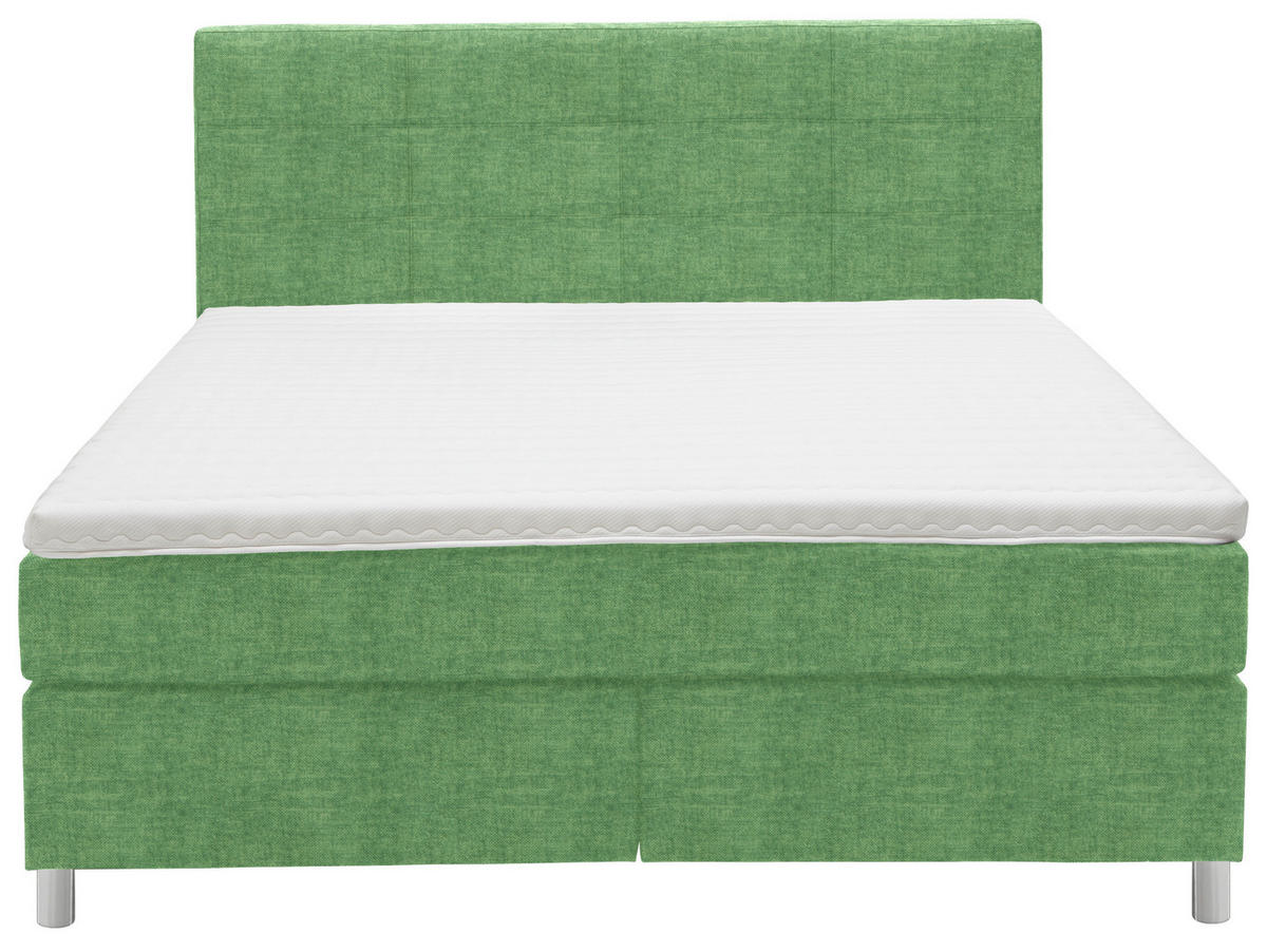 BOXSPRINGBETT 160/200 cm  in Grün  - Chromfarben/Grün, KONVENTIONELL, Kunststoff/Textil (160/200cm) - Voleo