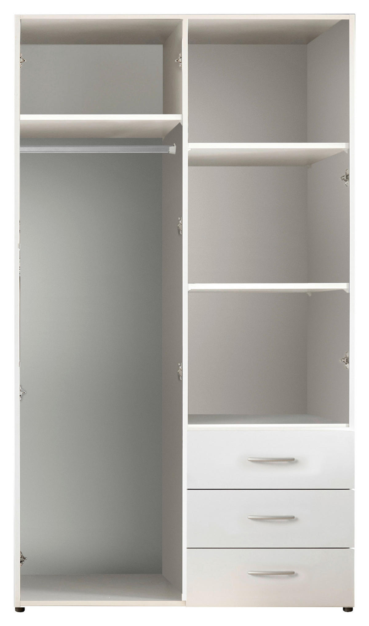 ORMAR S KLASIČNIM VRATIMA bijela   - bijela/srebrne boje, Moderno, drvni materijal/plastika (101/176/51,3cm) - Ti'me