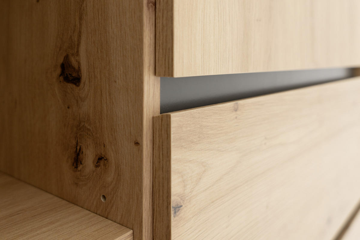 VISOKA KOMODA, antracit, barve hrasta  - barve hrasta/antracit, Moderno, leseni material (120/140/40cm) - MID.YOU