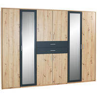 KLEIDERSCHRANK Graphitfarben, Eichefarben  - Eichefarben/Alufarben, Konventionell, Holzwerkstoff/Kunststoff (270/208/58cm) - P & B