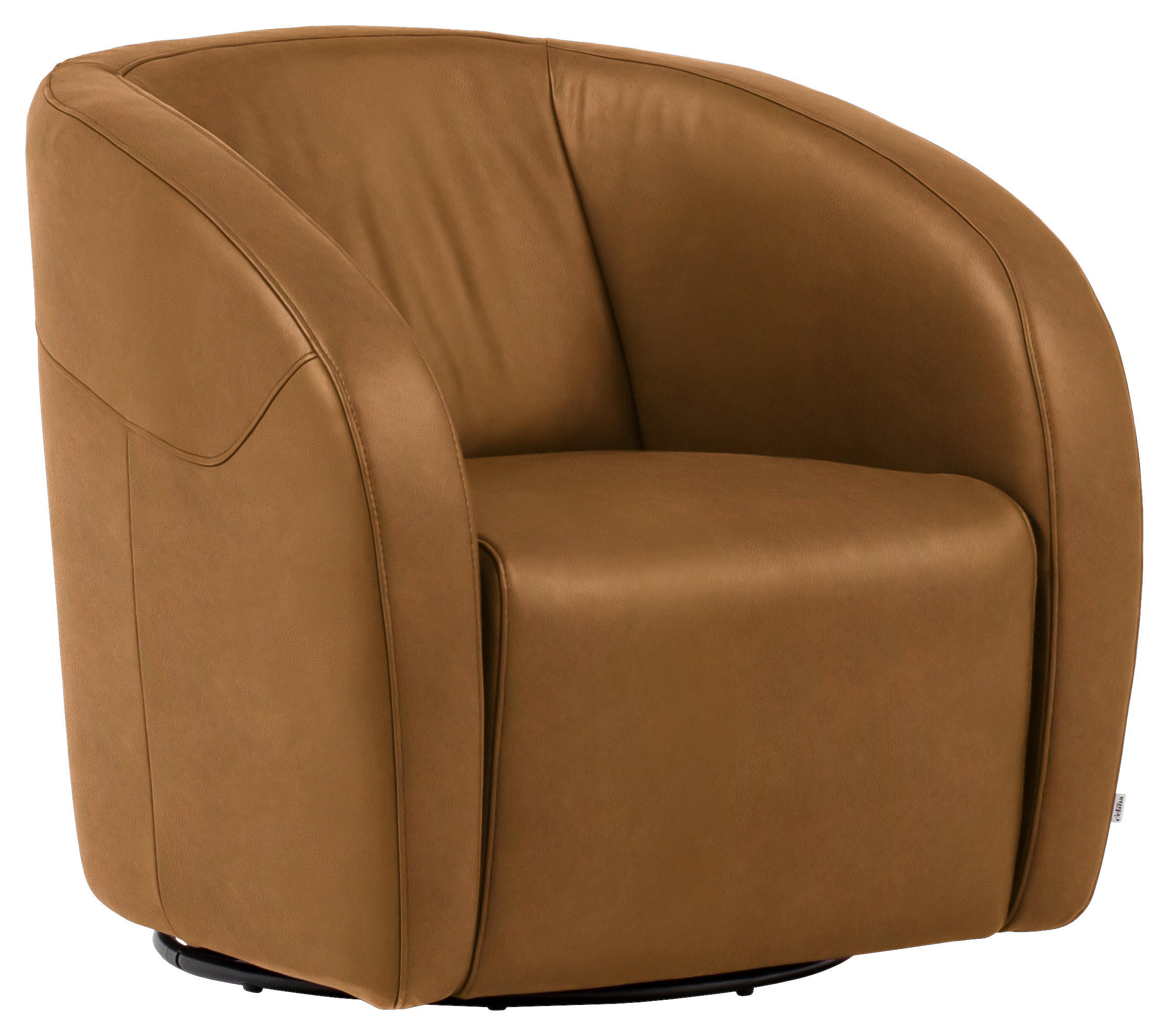 SESSEL in Echtleder Hellbraun - Hellbraun/Schwarz, Design, Leder/Kunststoff (80/78/82cm) - Celina