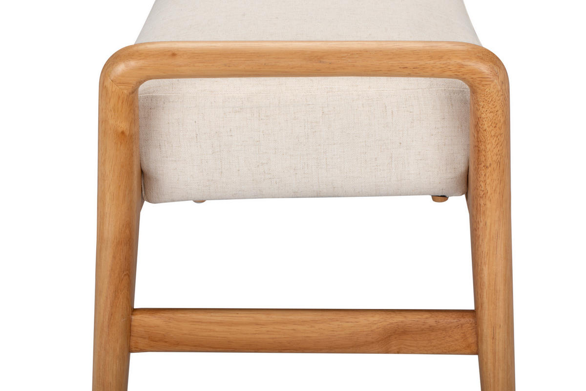 HOCKERBANK 119/51/39 cm Webstoff Naturfarben, Beige Kautschukholz massiv  - Beige/Naturfarben, Design, Holz/Textil (119/51/39cm) - MID.YOU