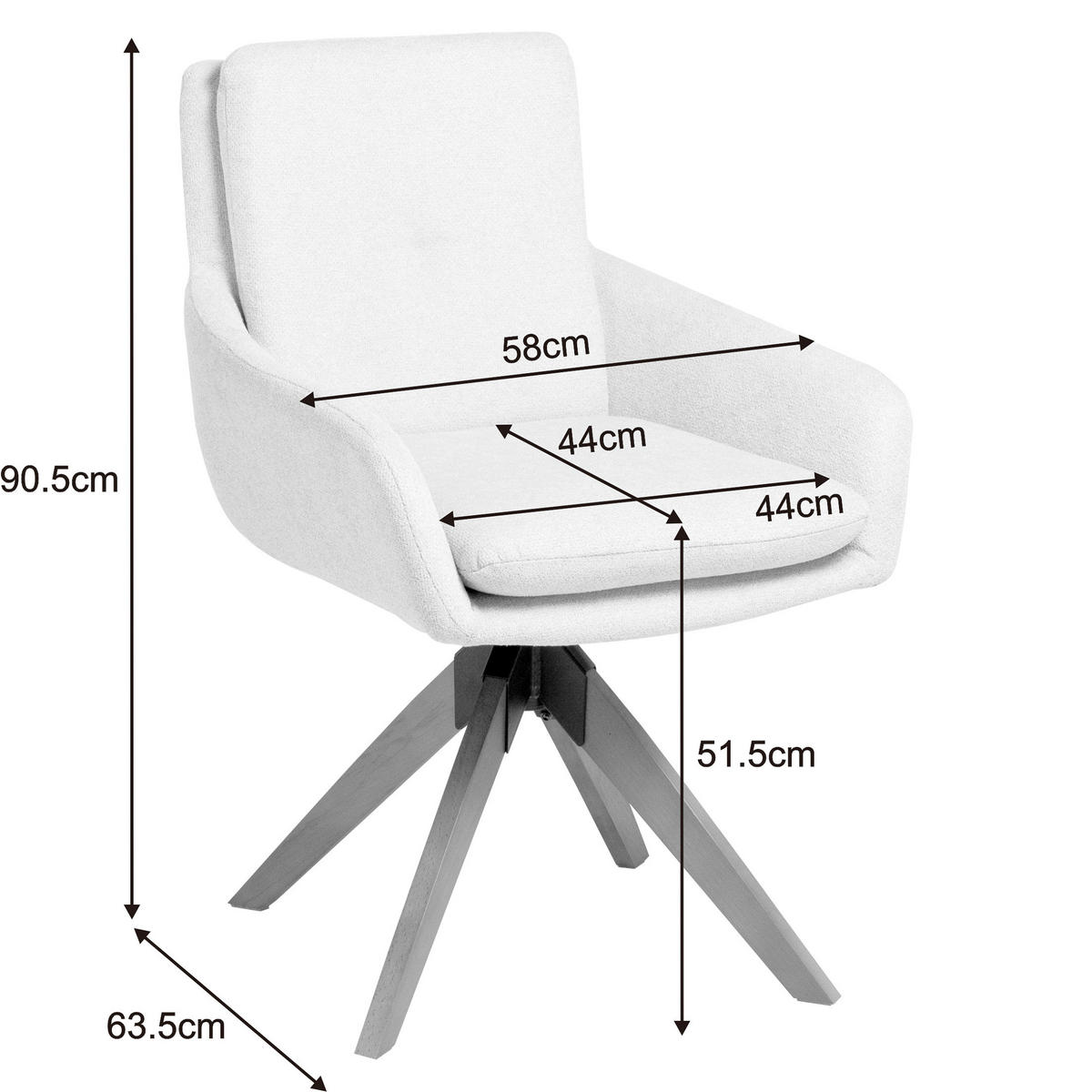 STOLICA S NASLONOM ZA RUKE  smeđa, boje oraha  drvo, metal, tekstil      - boje oraha/smeđa, Moderno, drvo/metal (59/91/64cm) - Livetastic