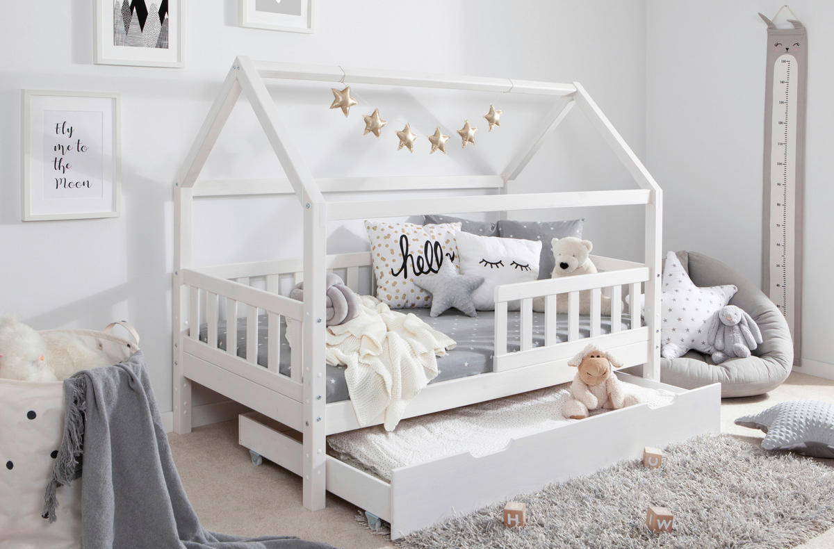HAUSBETT 80/160 cm Weiss  - Weiss, Modern, Holz (80/160cm) - MID.YOU