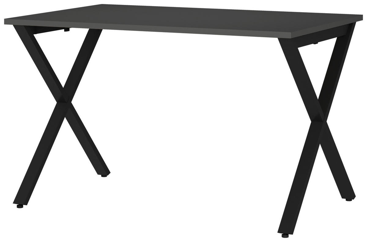 SCHREIBTISCH 120/80/75 cm  in Graphitfarben, Schwarz  - Graphitfarben/Schwarz, MODERN, Holzwerkstoff/Metall (120/80/75cm) - Novel