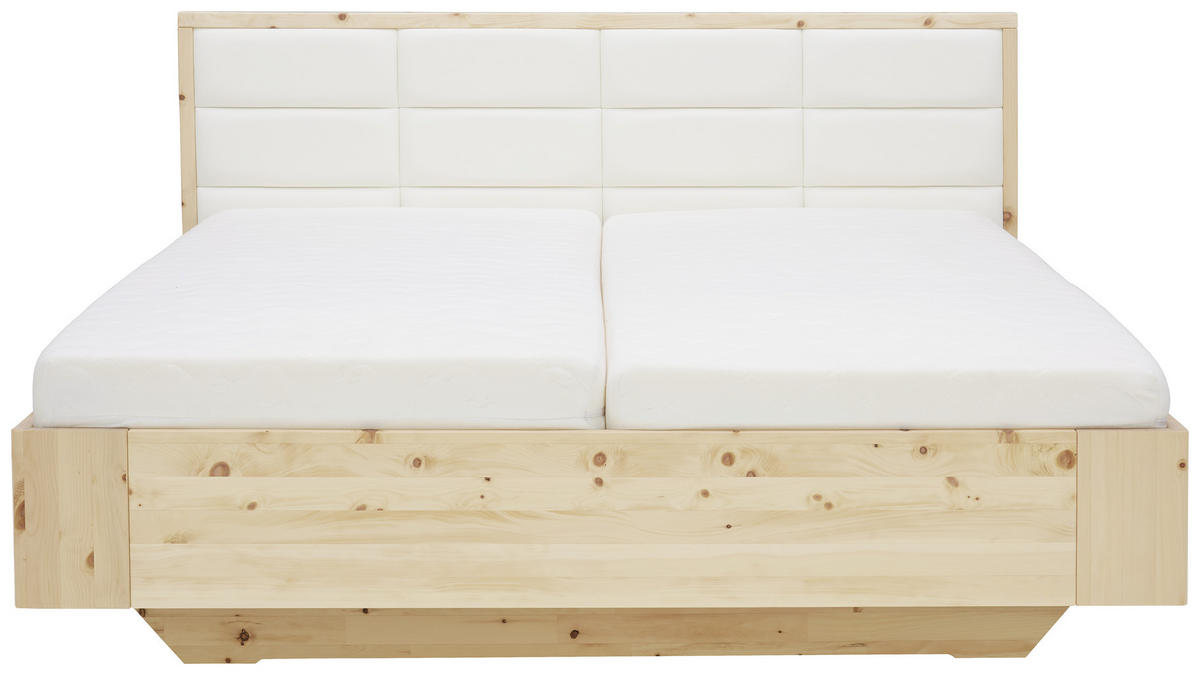 BETT 180/200 cm  in Weiß, Zirbelkieferfarben  - Zirbelkieferfarben/Weiß, Natur, Leder/Holz (180/200cm) - Valnatura