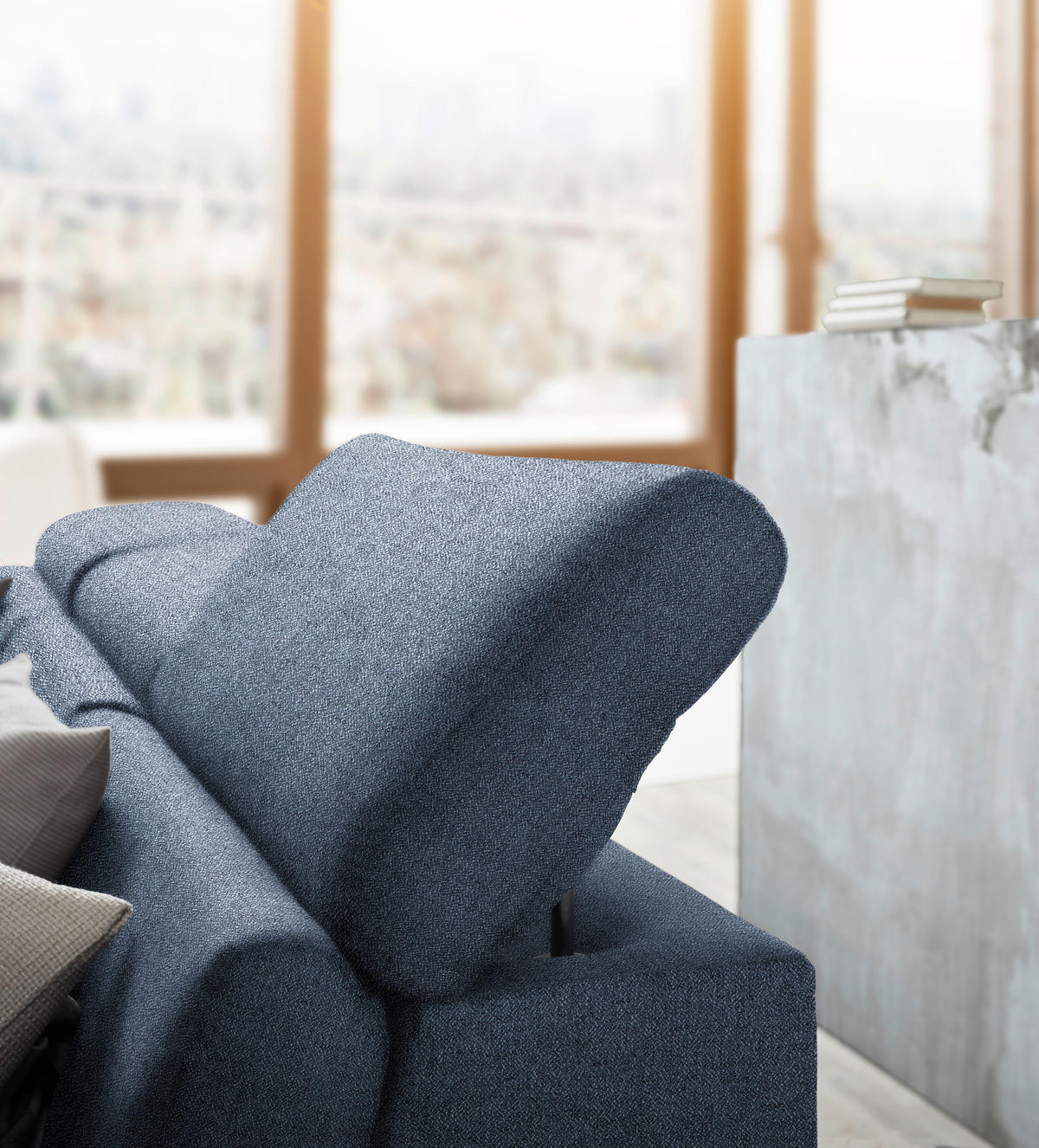 ECKSOFA in Webstoff Blau  - Blau/Silberfarben, Design, Textil/Metall (167/250cm) - Xora