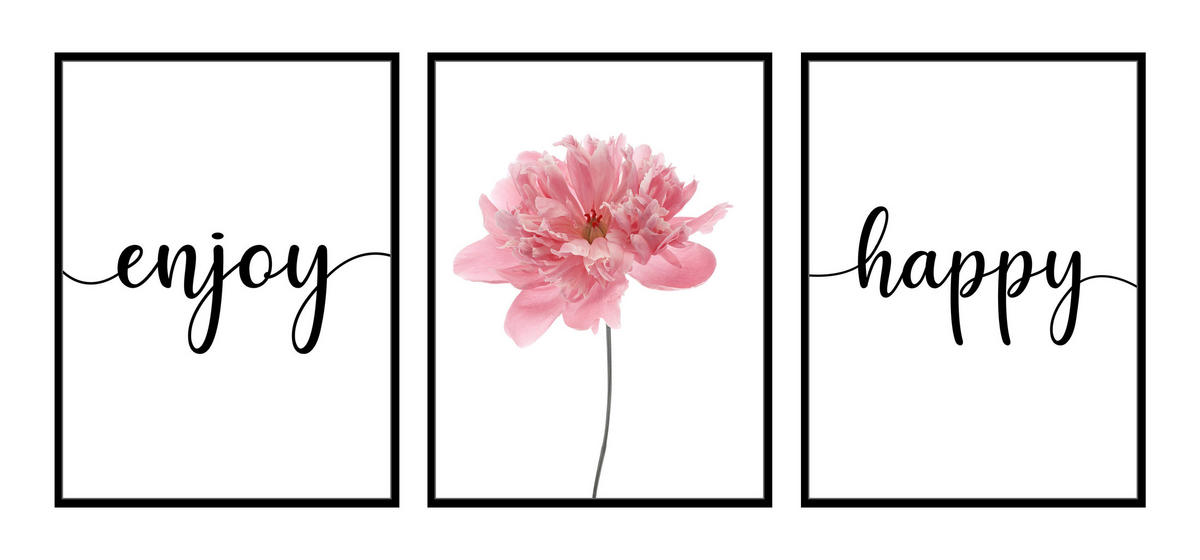 KUNSTDRUCK Text, Blumen 30/40 cm  - Multicolor/Schwarz, Trend, Holzwerkstoff (30/40cm) - Monee