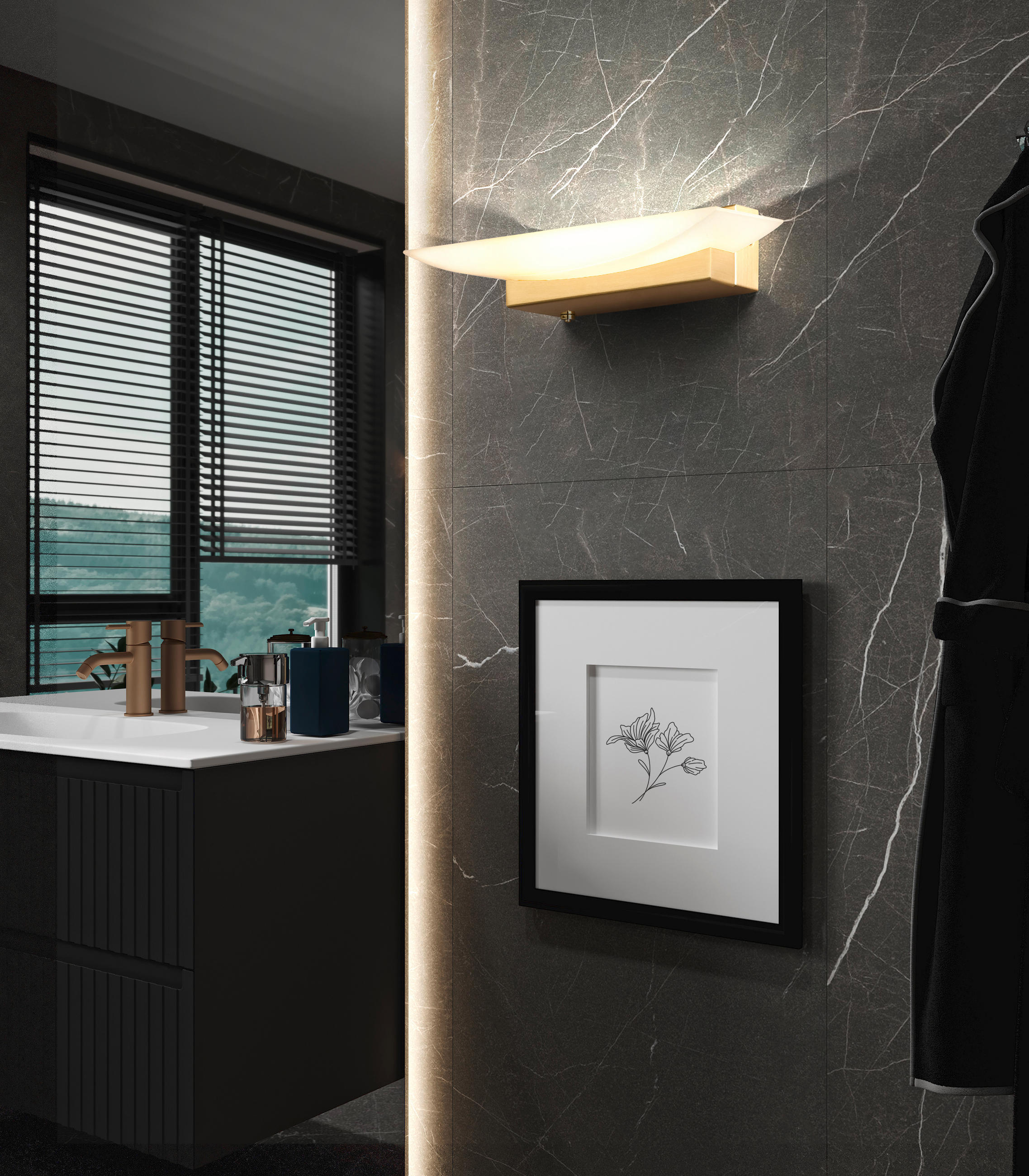 LED-WANDLEUCHTE - Schwarz, Design, Metall (30/6/11cm) - Fischer & Honsel