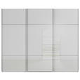 SCHWEBETÜRENSCHRANK  in Grau, Weiß  - Chromfarben/Weiß, KONVENTIONELL, Glas/Holzwerkstoff (242/223/68cm) - Novel