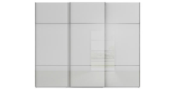 SCHWEBETÜRENSCHRANK  in Grau, Weiß  - Chromfarben/Weiß, KONVENTIONELL, Glas/Holzwerkstoff (242/223/68cm) - Novel