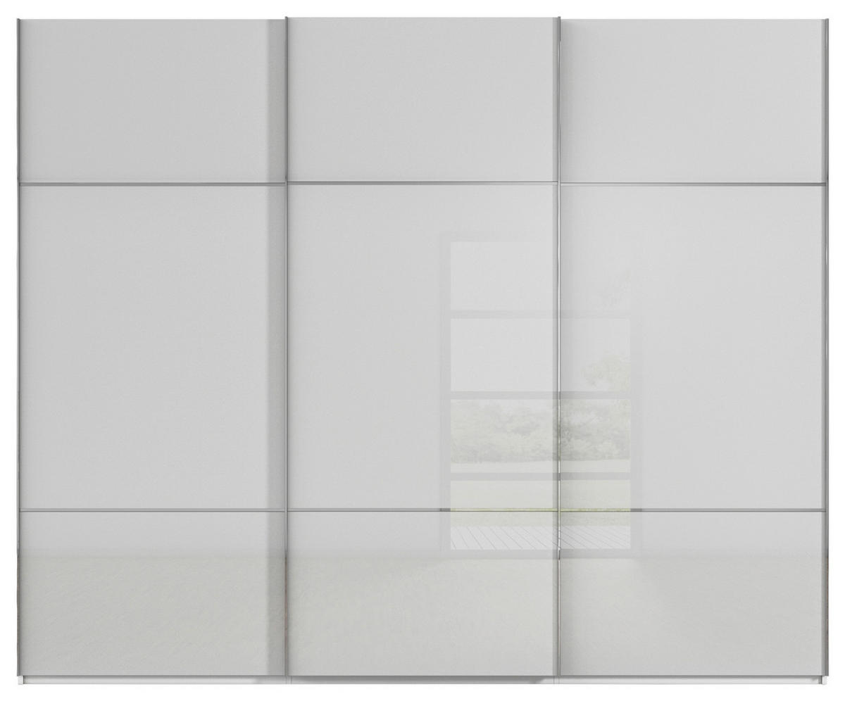 SCHWEBETÜRENSCHRANK in Grau, Weiss  - Chromfarben/Weiss, Konventionell, Glas/Holzwerkstoff (271/223/68cm) - Novel