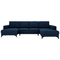 WOHNLANDSCHAFT in Flachgewebe Blau  - Blau/Schwarz, Design, Textil/Metall (156/339/190cm) - Livetastic