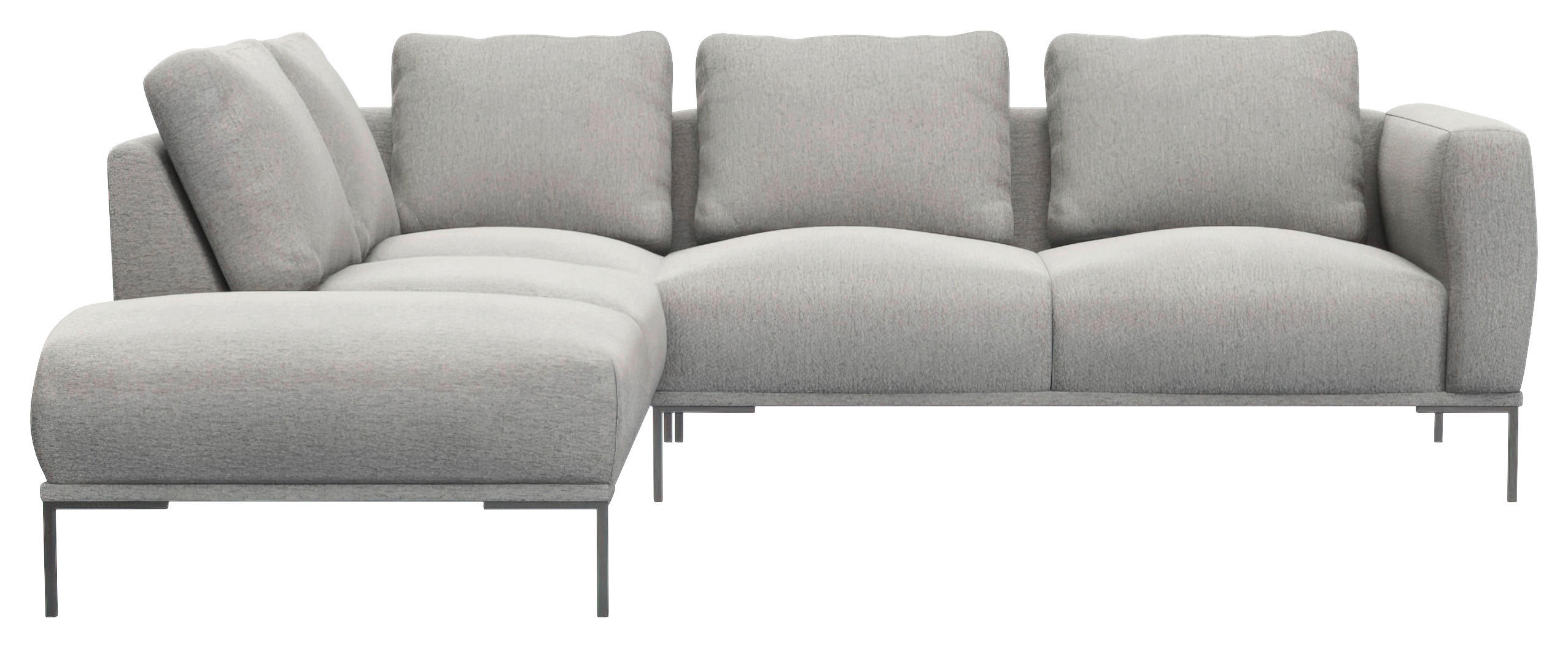 ECKSOFA Grau Webstoff, Flachgewebe  - Schwarz/Grau, Design, Textil/Metall (206/252cm) - Livetastic