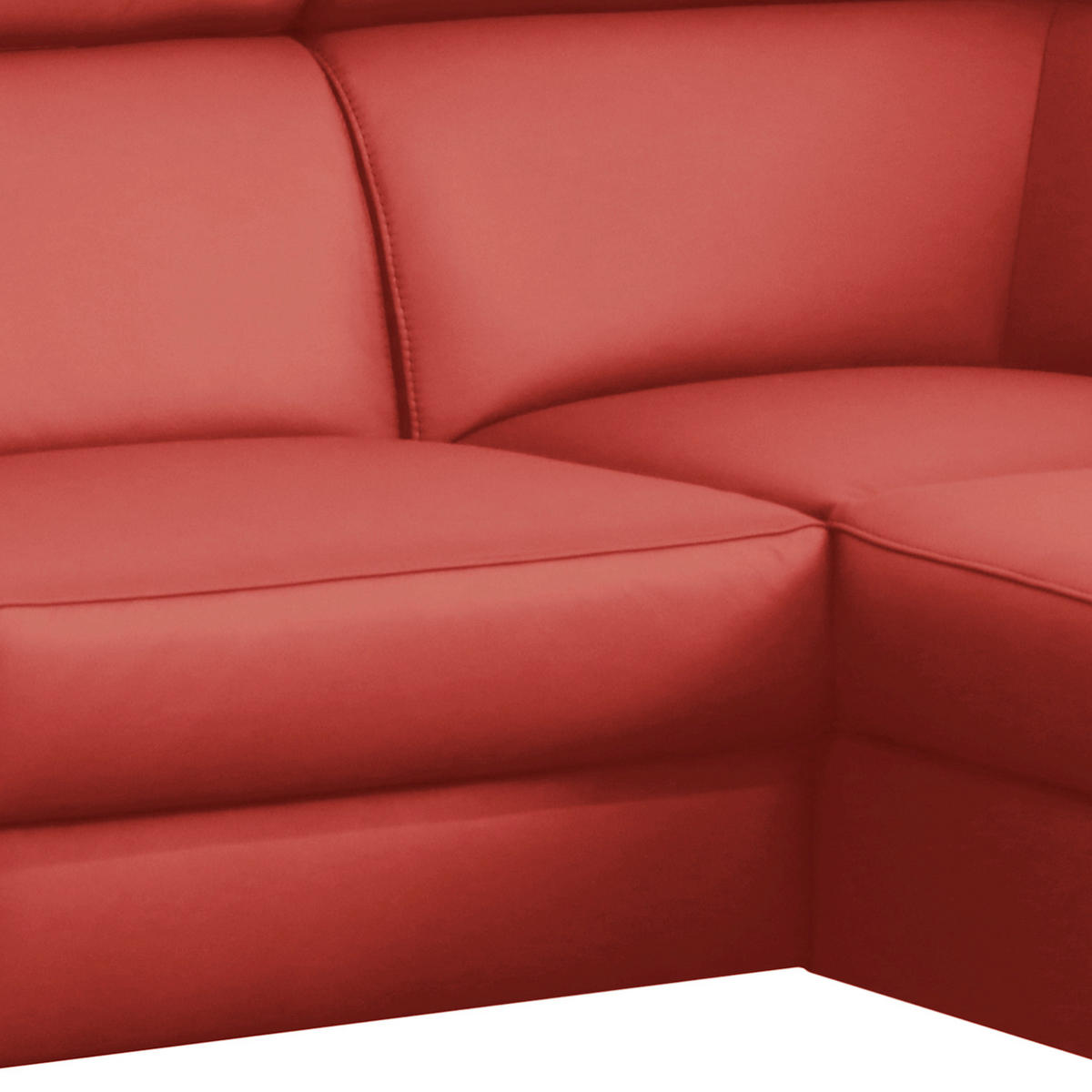 ECKSOFA Rot Echtleder Lederlook  - Chromfarben/Rot, Design, Leder/Textil (257/197cm) - Livetastic