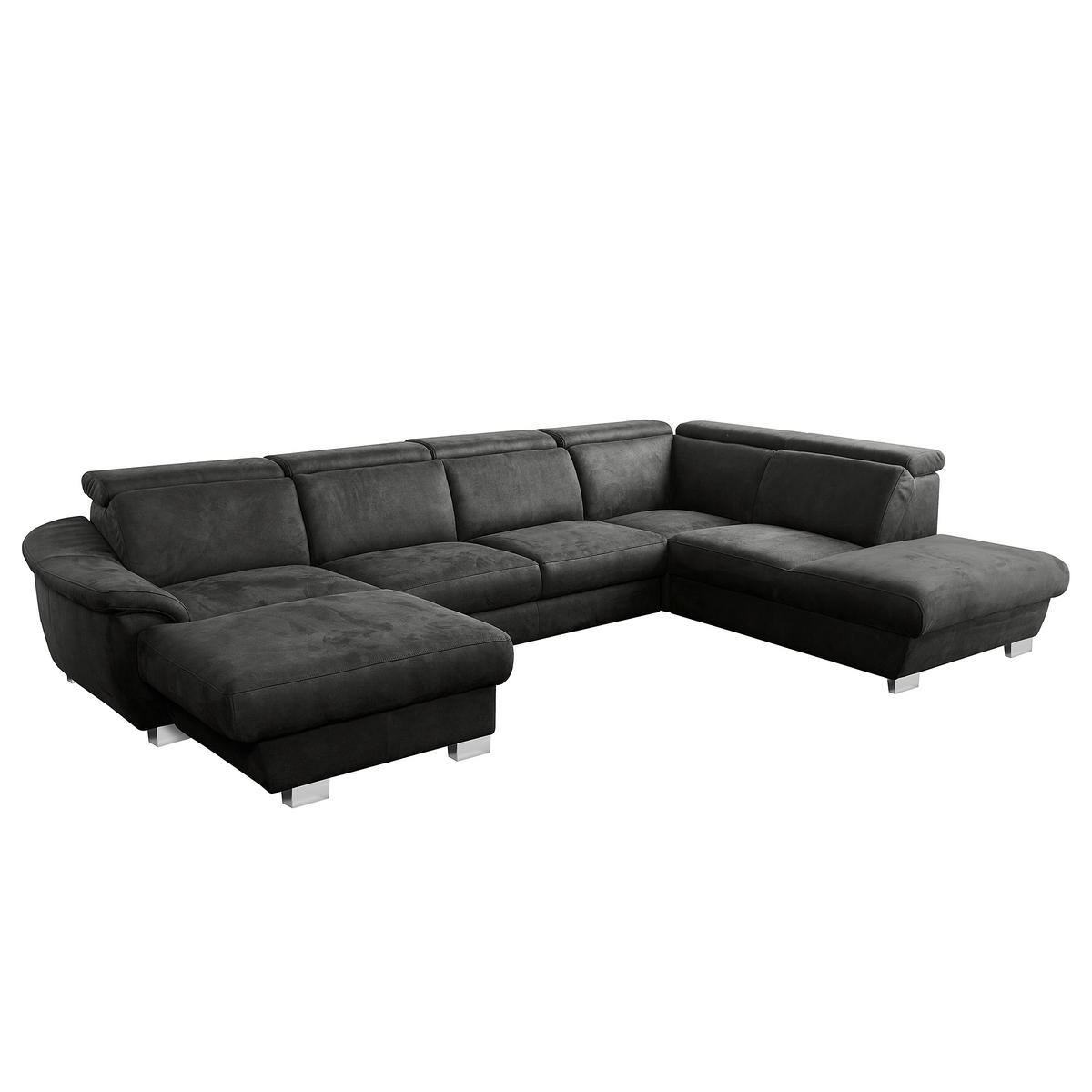 WOHNLANDSCHAFT Anthrazit Mikrofaser  - Chromfarben/Anthrazit, Design, Textil/Metall (238/347/273cm) - Livetastic