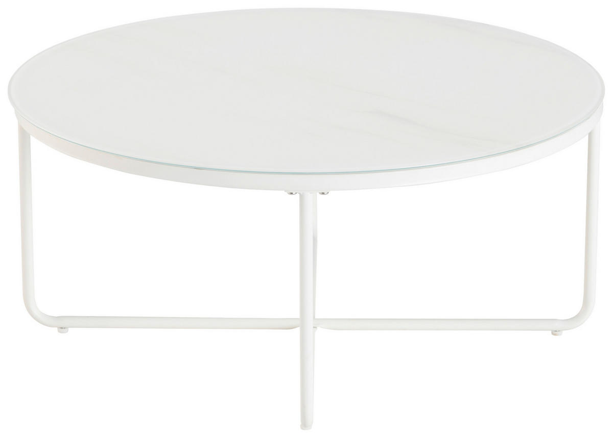 COUCHTISCH in Metall, Glas  - Weiß, Design, Glas/Metall (80/37/80cm) - MID.YOU