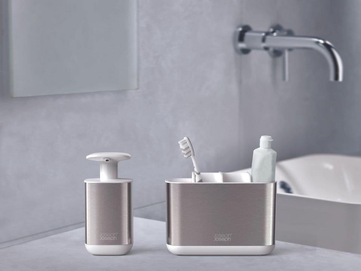 SET ZA KUPAONICU  srebrne boje, bijela  FLEX STEEL  - bijela/srebrne boje, Basics, metal (26/30/18cm) - Joseph Joseph