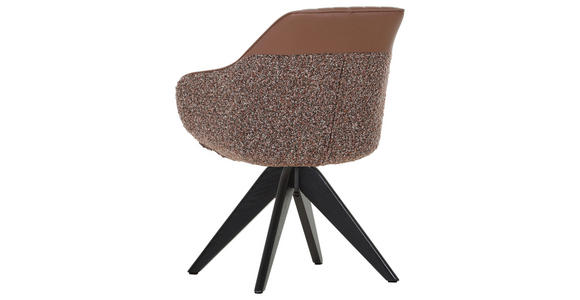 ARMLEHNSTUHL  Sitzfläche 360° drehbar, automatische Rückholfunktion Chenille, Lederlook  - Eichefarben/Cognac, KONVENTIONELL, Holz/Textil (60/83/65cm) - Ambia Home