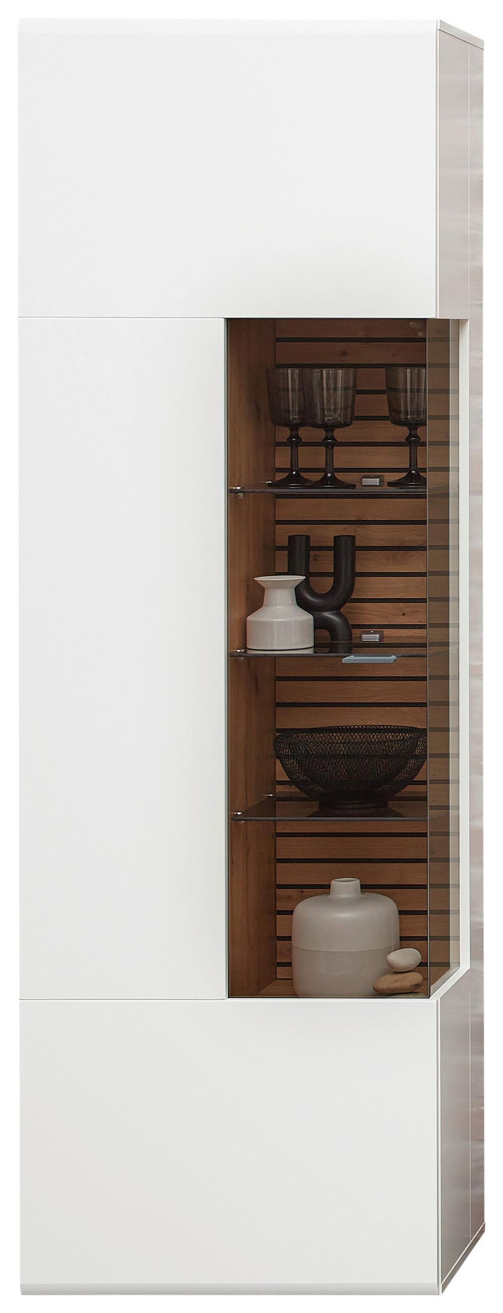 WOHNWAND  in Weiss, Eiche Artisan 270/201/47 cm  - Weiss/Anthrazit, Design, Glas/Holzwerkstoff (270/201/47cm) - Stylife