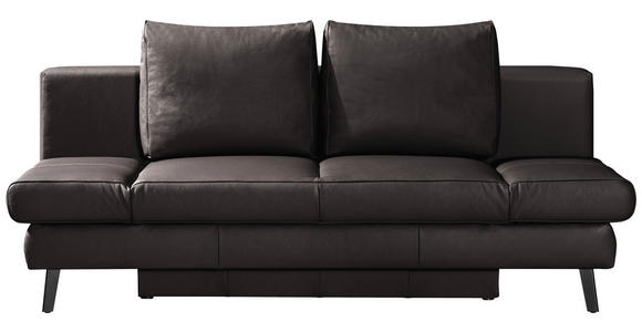 SCHLAFSOFA in Echtleder Dunkelbraun  - Dunkelbraun/Schwarz, Design, Leder/Metall (200/85/90cm) - Novel