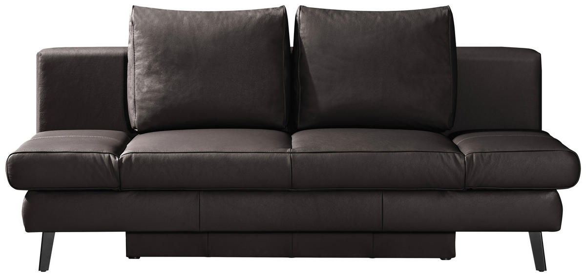 SCHLAFSOFA in Echtleder Dunkelbraun  - Dunkelbraun/Schwarz, Design, Leder/Metall (200/85/90cm) - Novel