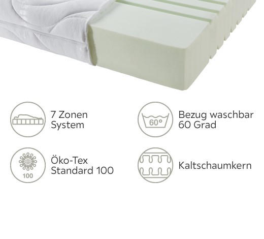 KALTSCHAUMMATRATZE 120/200 cm  - Weiß, Basics, Textil (120/200cm) - Sembella