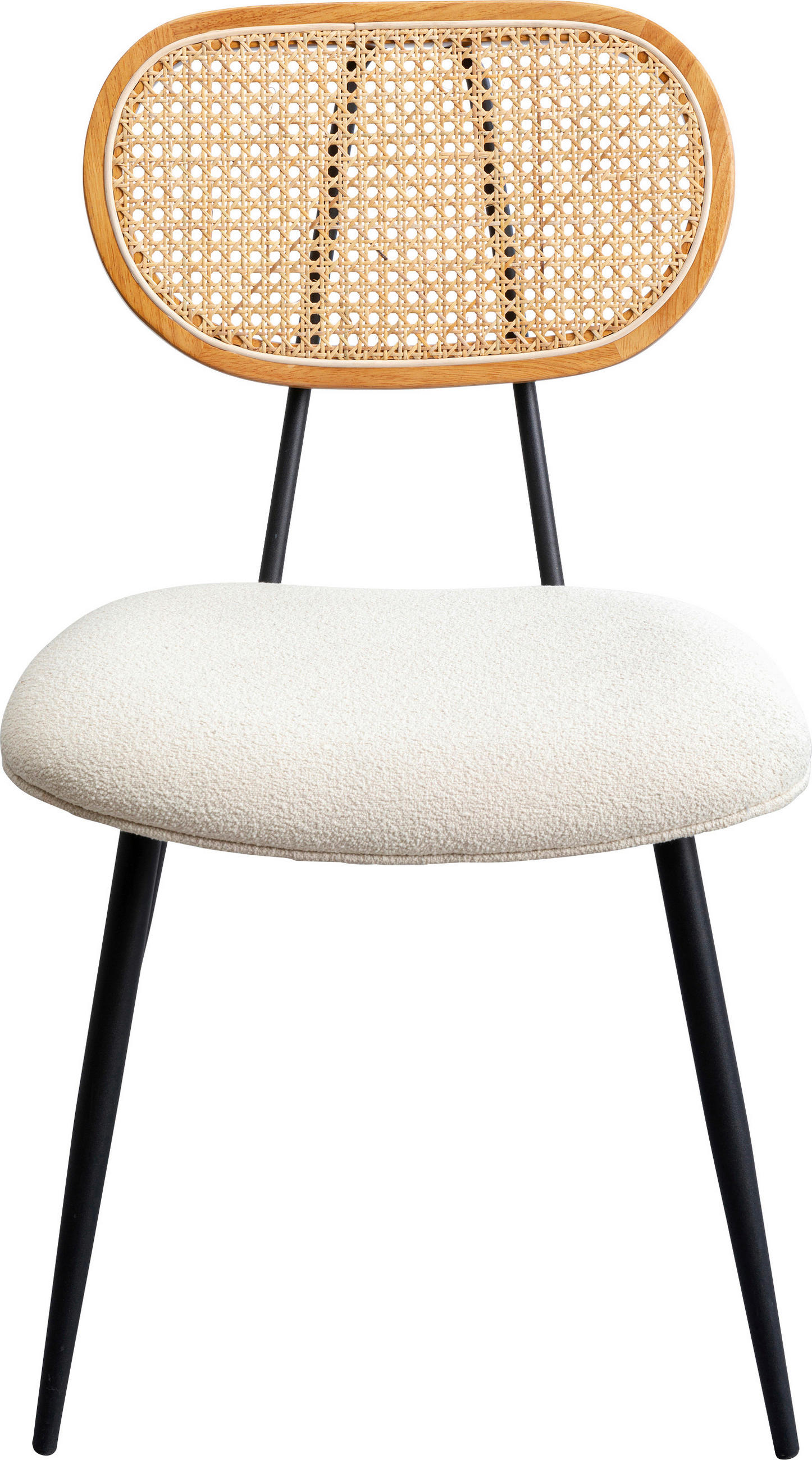 STUHL Schwarz, Weiß, Beige Rattan, Kautschukholz Sperrholz  - Beige/Schwarz, Design, Holz/Kunststoff (47,5/82/56cm) - Kare-Design
