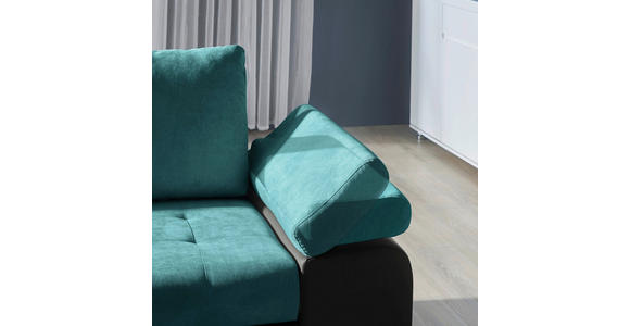 ECKSOFA in Flachgewebe Schwarz, Türkis 175/271 cm - Türkis/Schwarz, Design, Kunststoff/Textil (175/271cm) - Xora