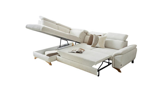 ECKSOFA in Chenille Creme 212/287 cm - Eichefarben/Creme, MODERN, Holz/Textil (212/287cm) - Valnatura