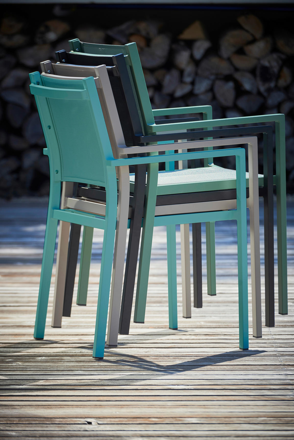 STAPELSESSEL Aluminium Grün  - Grün, MODERN, Textil/Metall (54/88/53cm) - FIAM