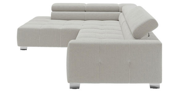 ECKSOFA in Cord Hellgrau  - Chromfarben/Hellgrau, KONVENTIONELL, Textil/Metall (219/311cm) - Hom`in