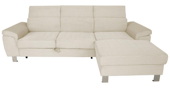 ECKSOFA inkl. Funktionen Naturfarben Cord  - Silberfarben/Naturfarben, Design, Textil/Metall (250/167cm) - Xora