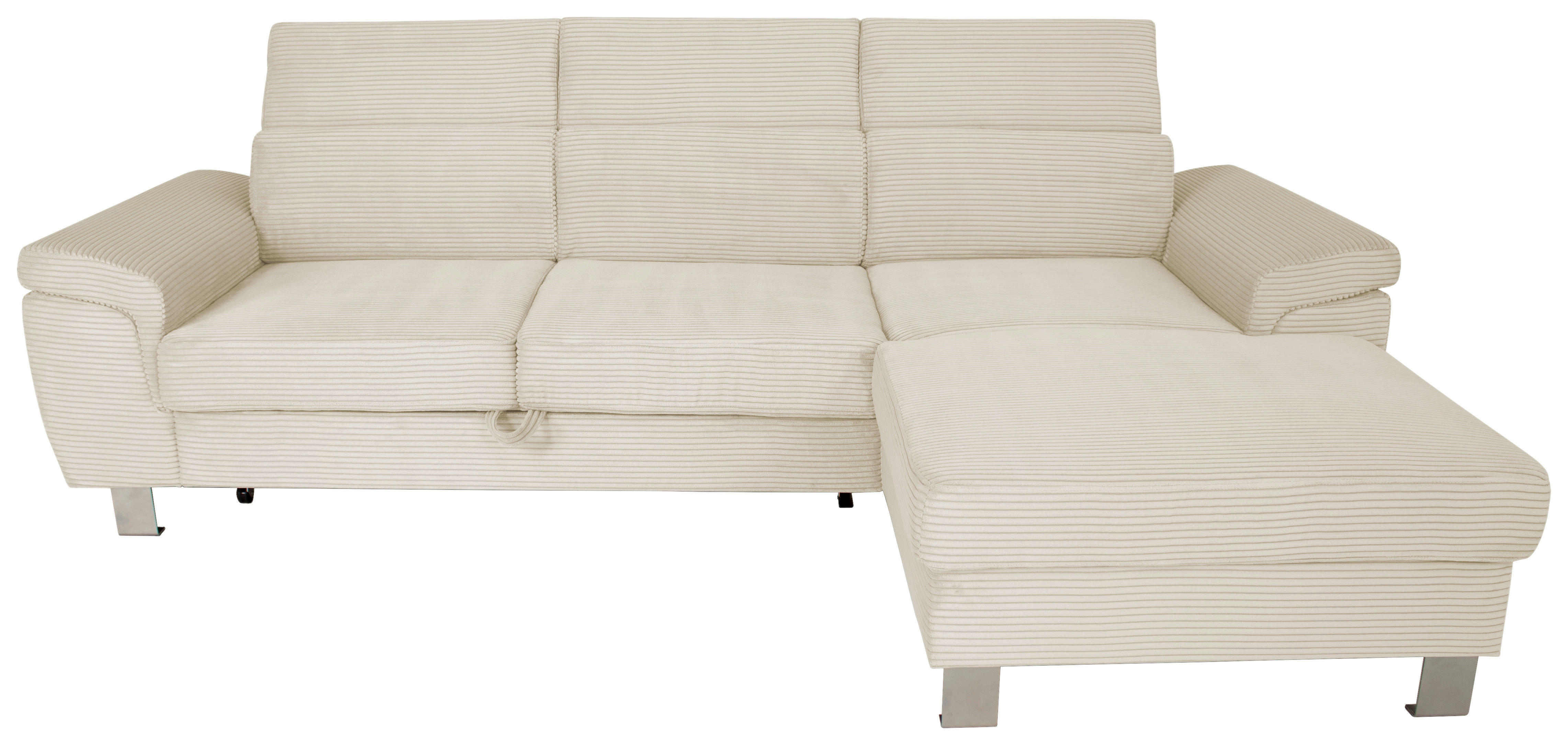 ECKSOFA inkl. Funktionen Naturfarben Cord  - Silberfarben/Naturfarben, Design, Textil/Metall (250/167cm) - Xora