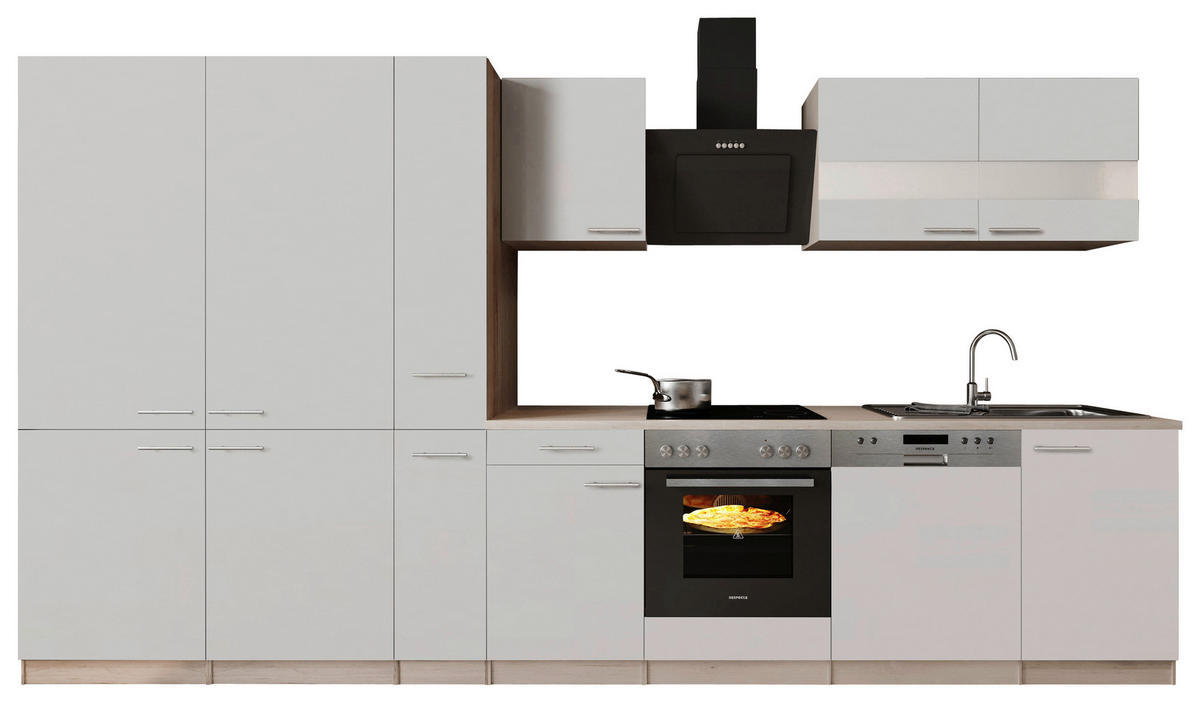 Bucătărie Standard  - alb/culoare inox, Trend, metal/material pe bază de lemn (370cm) - Respekta