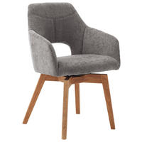 ARMLEHNSTUHL drehbar  Beinauswahl, erweiterbar, Gestellauswahl, abwischbar, Sitzfläche 180° drehbar, automatische Rückholfunktion Mikrofaser  - Wildeiche/Cappuccino, Design, Holz/Textil (57/84/57cm) - Voleo