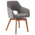 ARMLEHNSTUHL drehbar  Beinauswahl, erweiterbar, Gestellauswahl, abwischbar, Sitzfläche 180° drehbar, automatische Rückholfunktion Mikrofaser  - Wildeiche/Cappuccino, Design, Holz/Textil (57/84/57cm) - Voleo