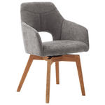ARMLEHNSTUHL drehbar Beinauswahl, erweiterbar, Gestellauswahl, abwischbar, Sitzfläche 180° drehbar, automatische Rückholfunktion Mikrofaser - Wildeiche/Cappuccino, Design, Holz/Textil (57/84/57cm) - Voleo