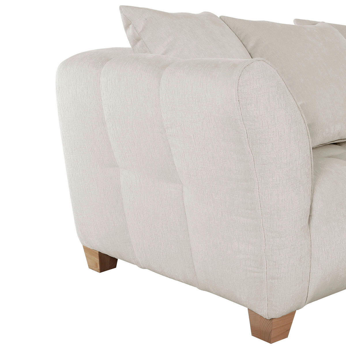 2-SITZER-SOFA Chenille Creme  - Creme/Naturfarben, KONVENTIONELL, Holz/Textil (185/72/95cm) - Milino