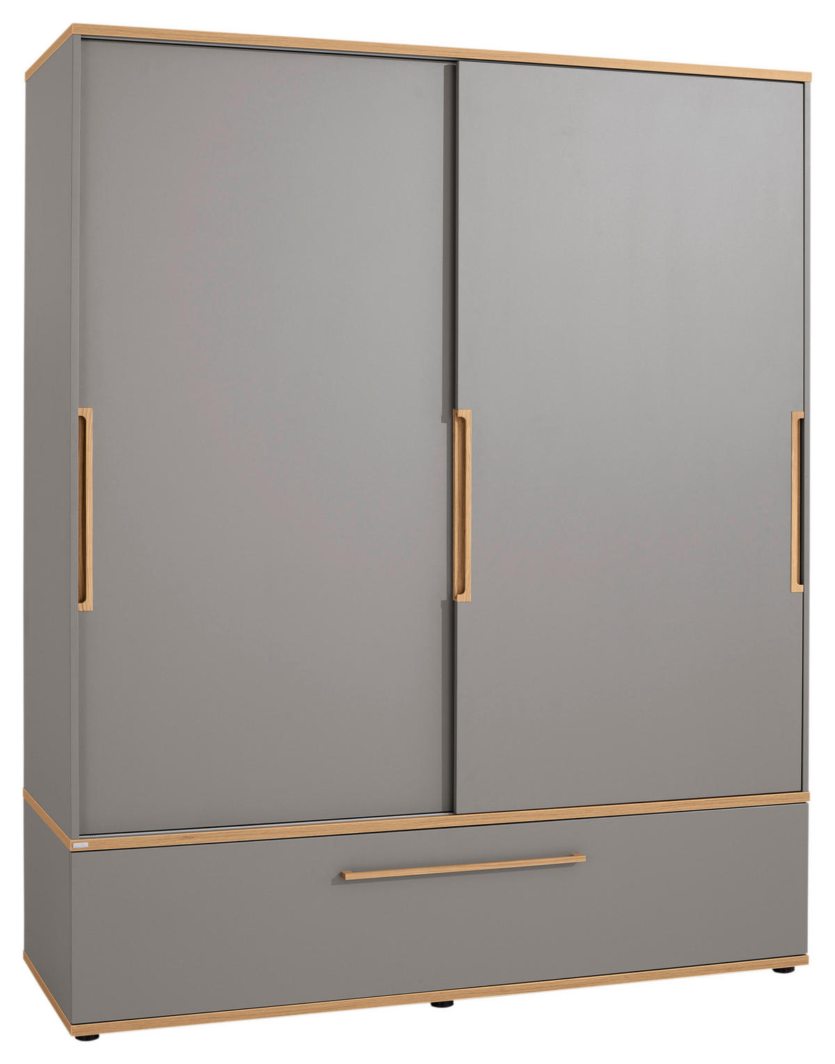 SCHIEBETÜRENSCHRANK 2-türig Grau, Eichefarben  - Eichefarben/Grau, Design, Holz/Holzwerkstoff (164/200/62cm) - Paidi