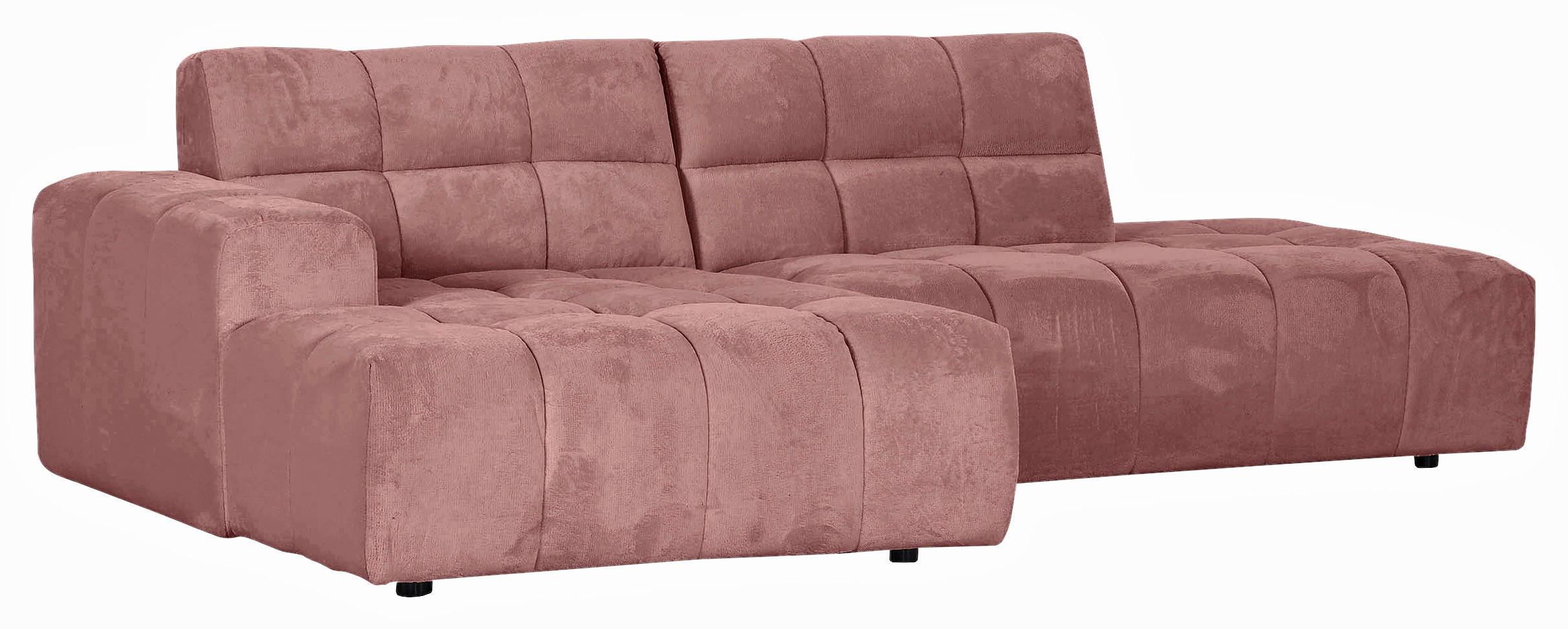HÖRNSOFFA i plysch rosa  - svart/rosa, Klassisk, textil/plast (155/282cm) - MID.YOU