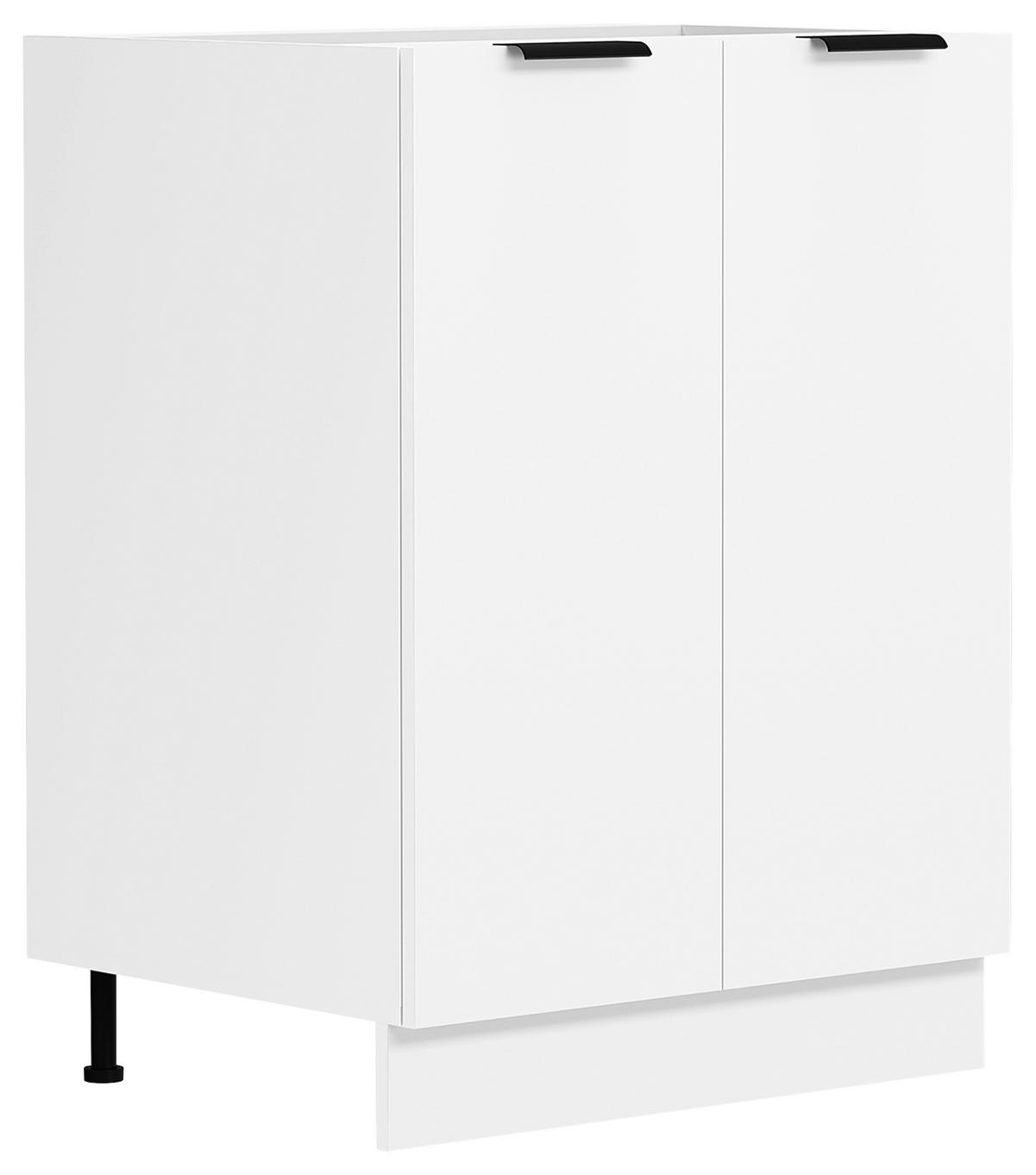 KÜCHENUNTERSCHRANK 60/82/46 cm  in Weiss  - Weiss/Schwarz, Trend, Holzwerkstoff/Kunststoff (60/82/46cm) - MID.YOU