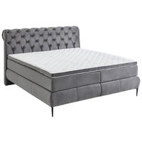 BOXSPRINGBETT 160/200 cm  in Dunkelgrau  - Dunkelgrau/Silberfarben, MODERN, Kunststoff/Textil (160/200cm) - MID.YOU