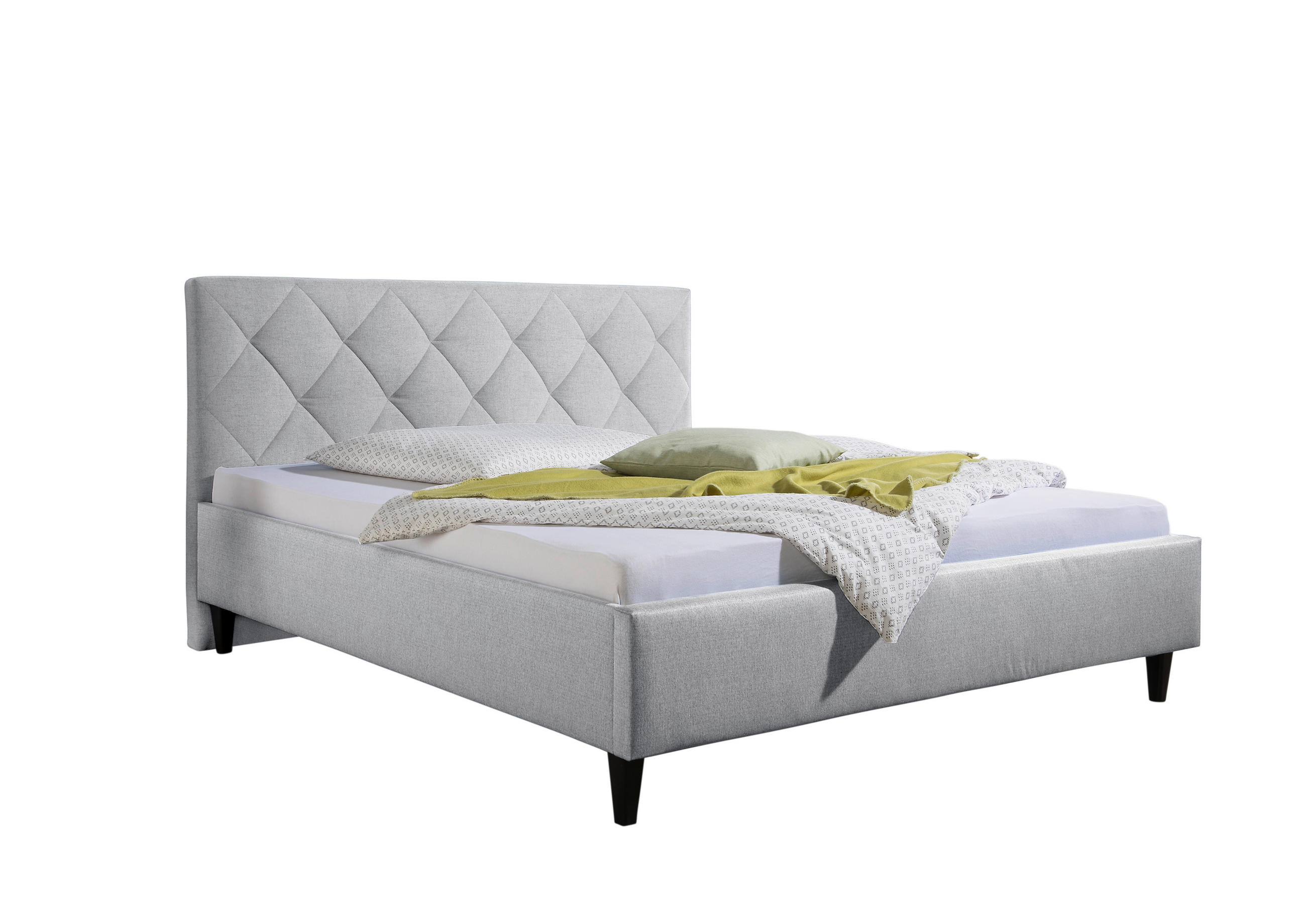 POLSTERBETT 160/200 cm,  in Hellgrau,  - Hellgrau/Schwarz, MODERN, Holz/Textil (160/200cm) - Livetastic