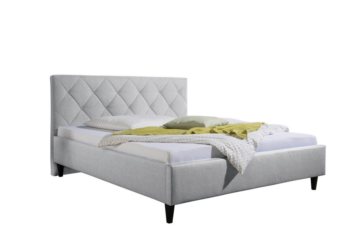 POLSTERBETT 160/200 cm,  in Hellgrau,  - Hellgrau/Schwarz, MODERN, Holz/Textil (160/200cm) - Livetastic