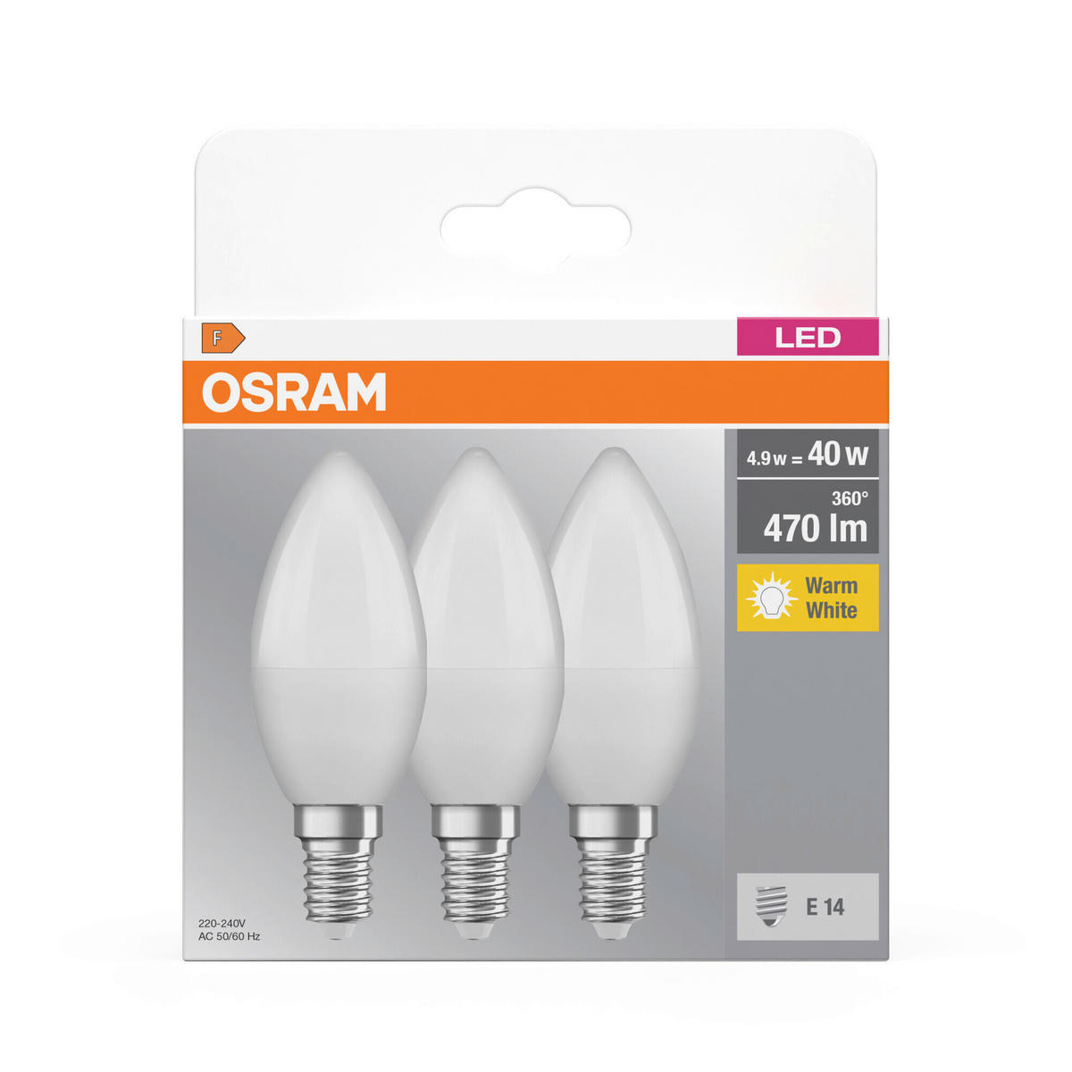 LED-LEUCHTMITTEL   E14 4,9 W 470 lm  - Weiß, Basics, Kunststoff (3,5/10,3cm) - Osram