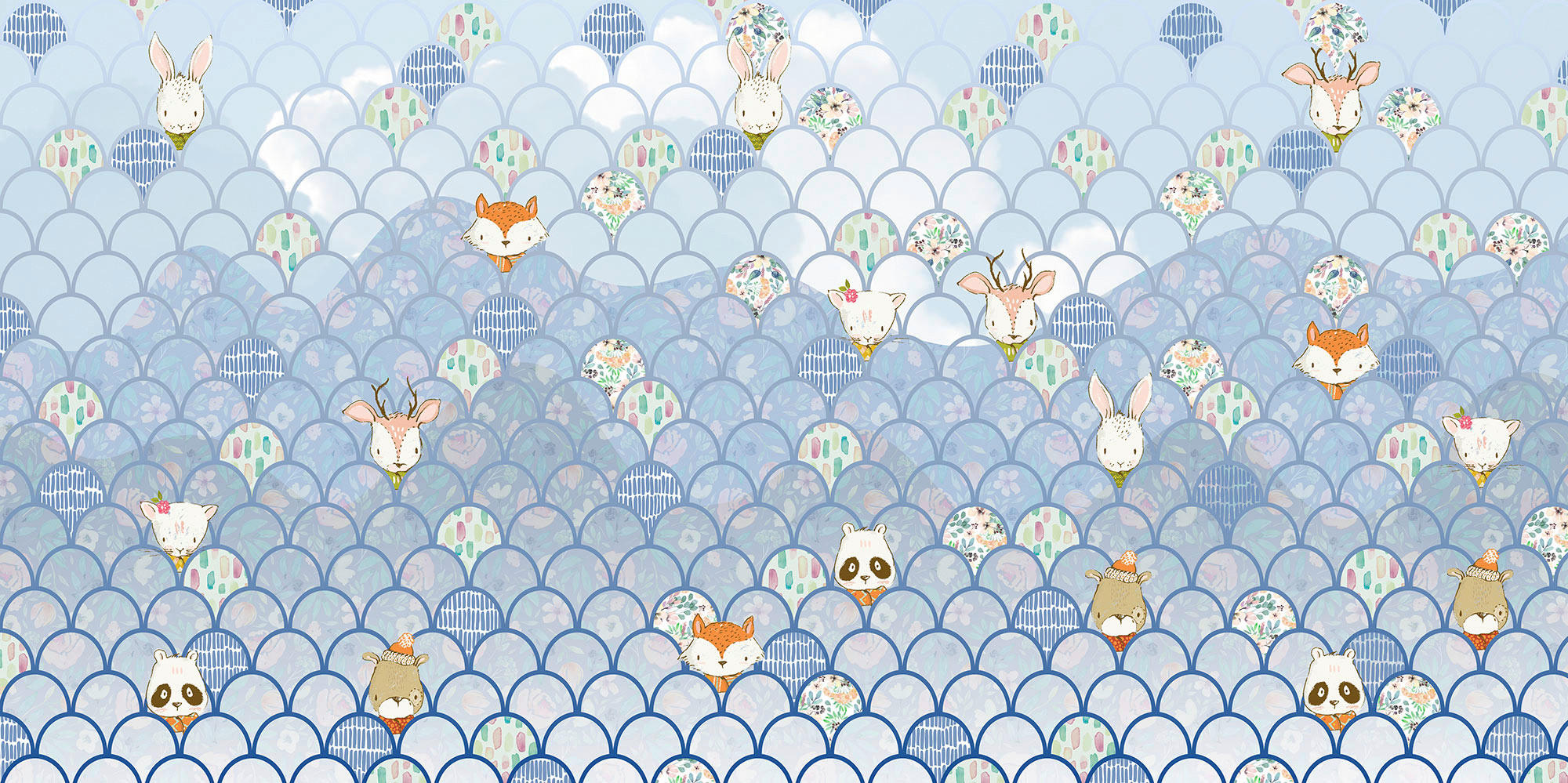 Xora Vliestapete Blau, Weiß 500x250 cm
