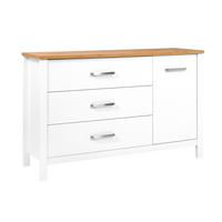 KOMODA   148/92/45 cm   bijela, hrast Artisan  - bijela/srebrne boje, Romantično / ladanjski, drvni materijal/metal (148/92/45cm)