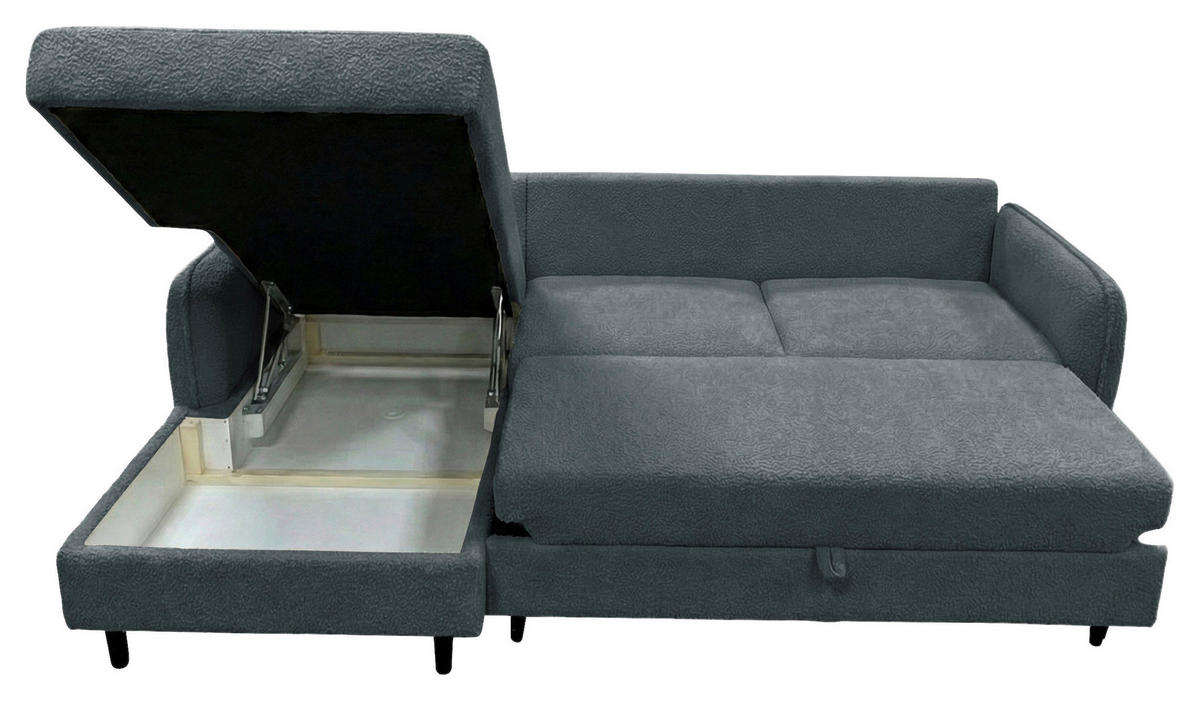 ECKSOFA LAPIT in Chenille Grau  170/240 cm  - Schwarz/Grau, Design, Holz/Textil (170/240cm) - MID.YOU